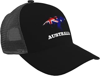 Most Beautiful Eagle Australia Flag Breathable Adjustable Mesh Baseball Cap Vintage Trucker Hat for Men Women Black Outdoor Sport Headwear