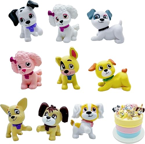Juego de figuras de perro, 9 piezas realistas detalladas de cachorros, figuras de jardín de hadas, figuras de perro en miniatura, decoración para