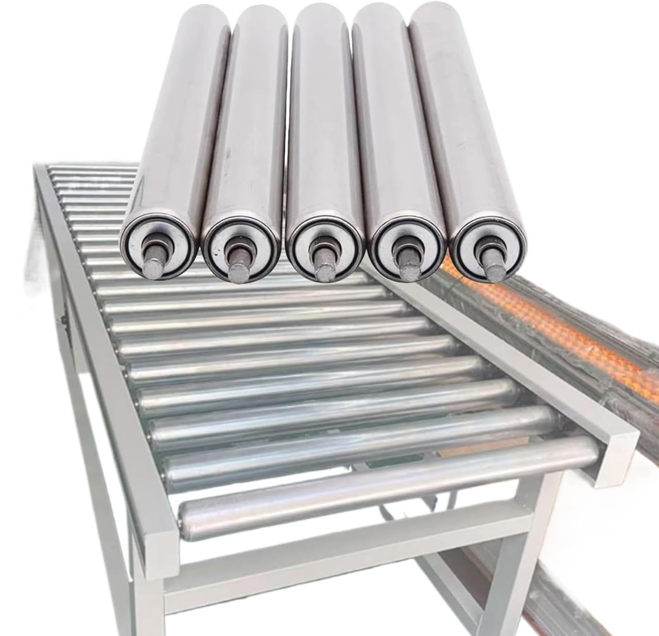 Rolki przemysłowe z metalu, rolki transportowe ze stali nierdzewnej, 5 sztuk, średnica 50 mm, wał 12 mm, dł. 200-1000 mm (dł. 1000 mm)
