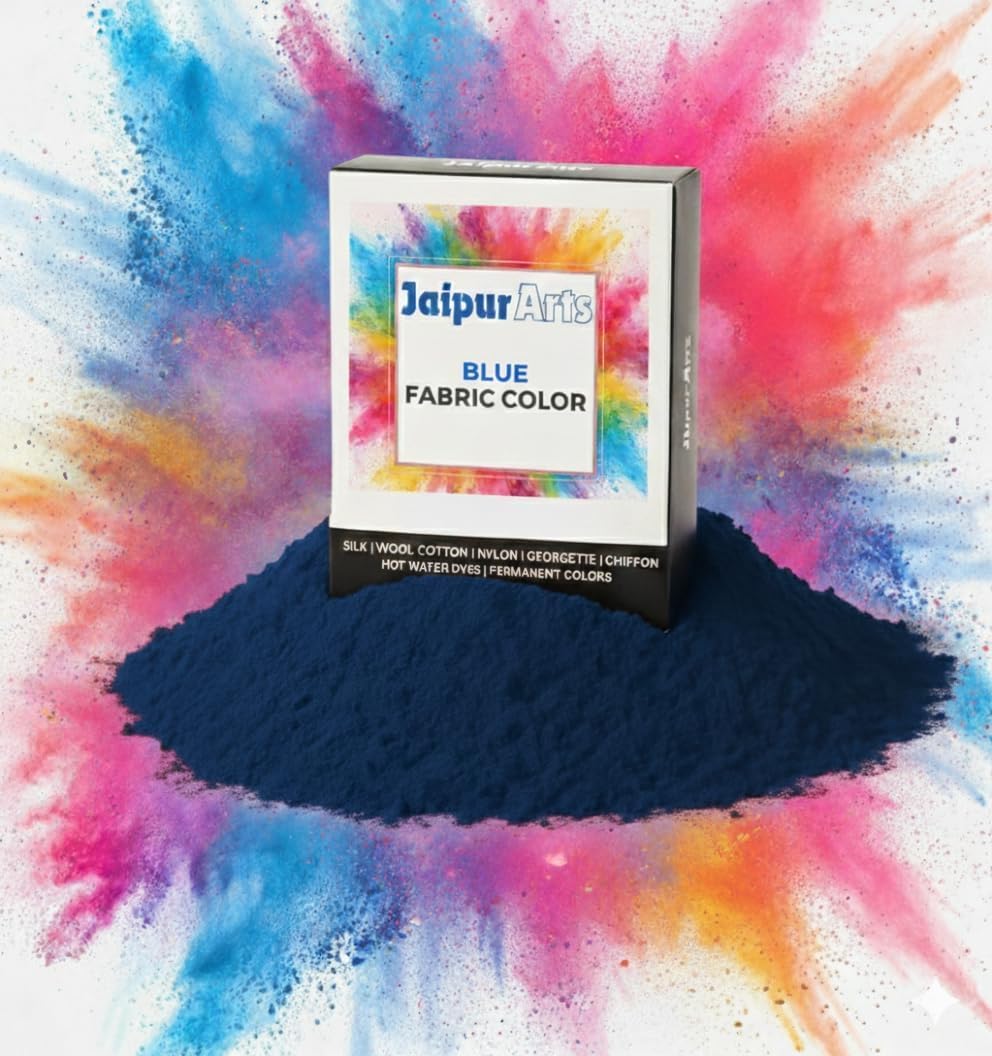 JaipurArt Blue Color Pakka Rang Fabric Dye for Clothes Permanent | Jeans Blue Fabric Dye Colour for Clothes | Dye for Faded Jeans (20 Grm)-image-0