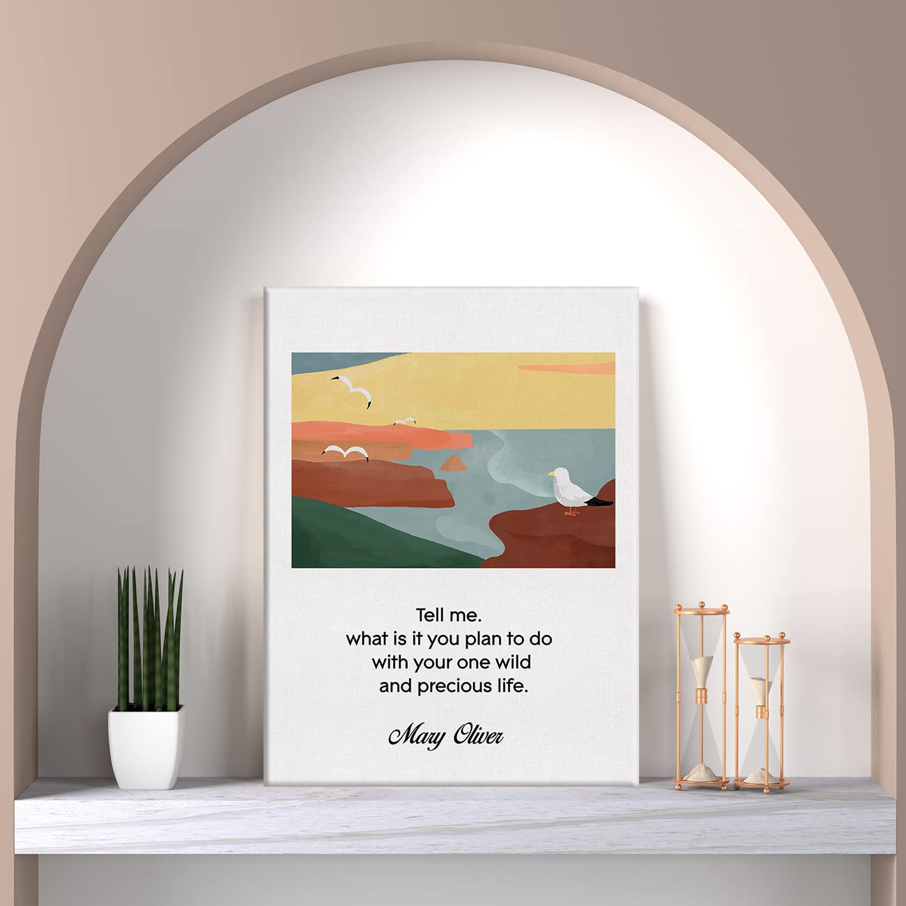 Mary Oliver Quote Print Canvas Wall Art Home Decor Tell Me What It Is You Plan To Do With Your One Wild And Precious Life Painting 12x15 Canvas Poster...