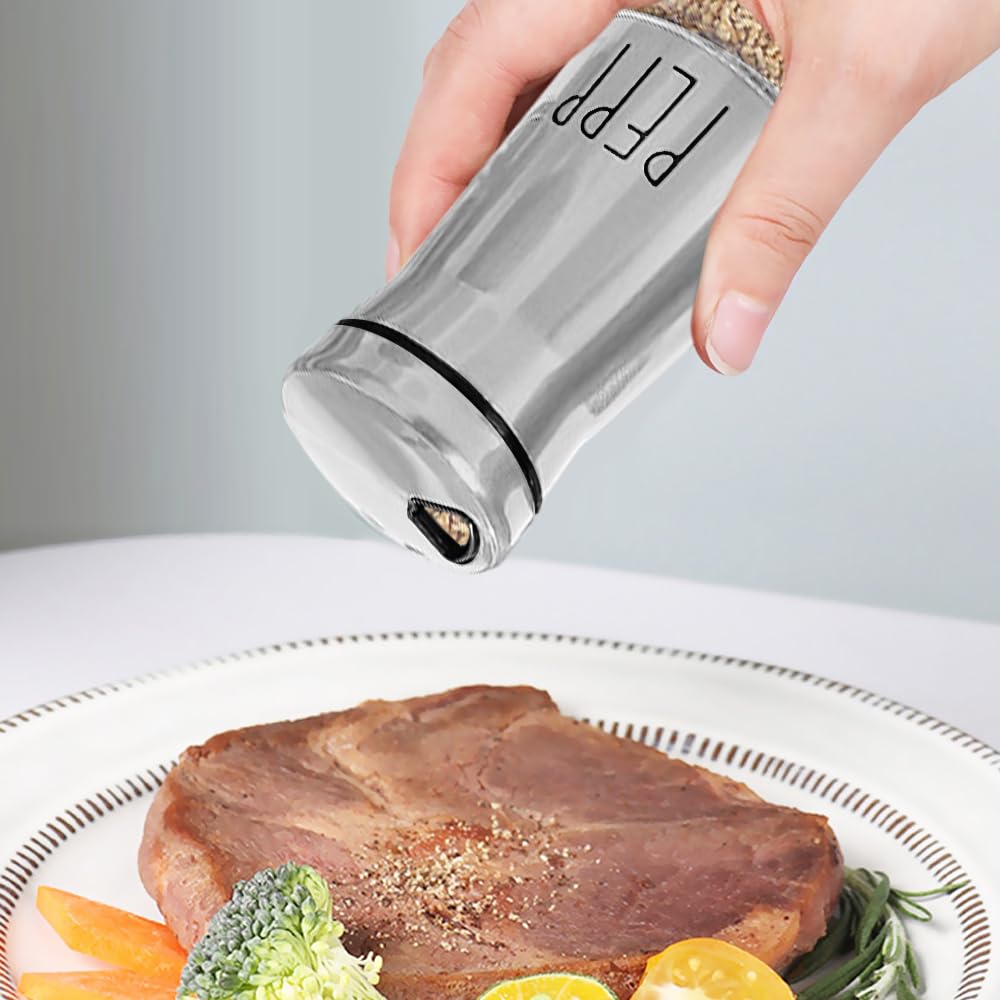 Set Saliera E Pepiera In Acciaio Inox E Vetro - 2 Pezzi Con 3 Fori Di Dosaggio, 100 Ml, Argento - Foto 11