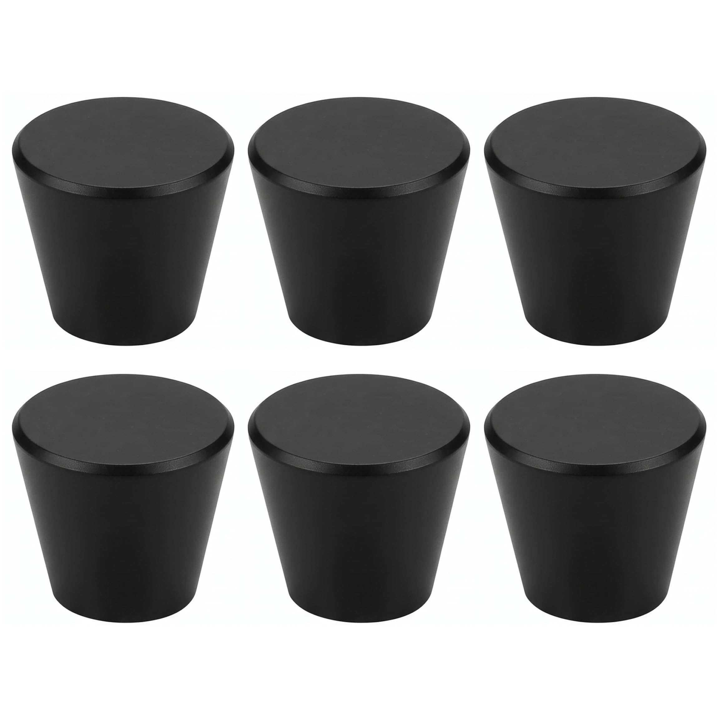 6 Pack Dresser Handles Modern Round Cabinet Knobs Sturdy Aluminum Alloy Hardware Pulls for Drawers Wardrobe Black