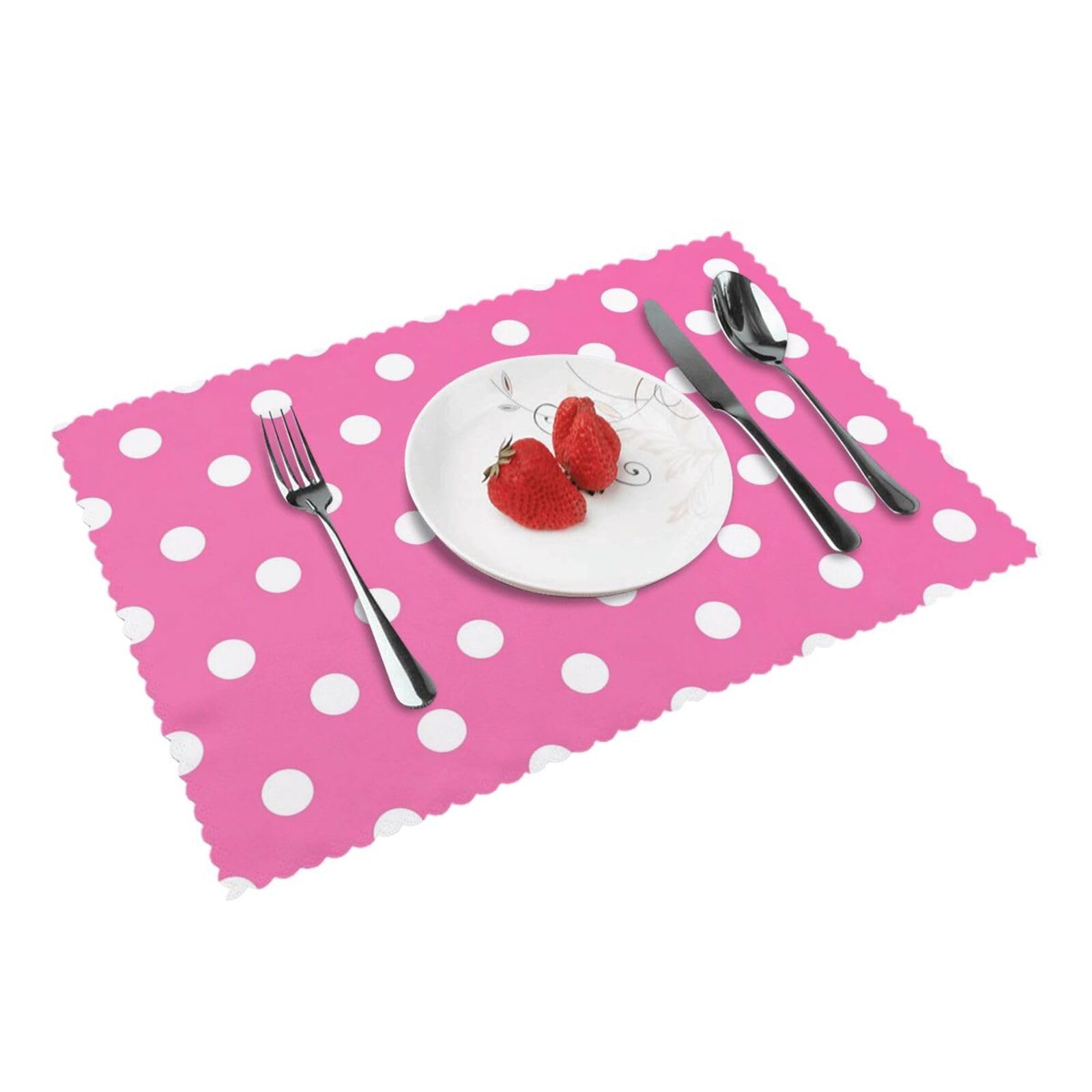Placemats Set of 4 Heat Resistant Non-Slip Place Mats for Dining Table Dots Placemats Washable Woven Table Mats Wipeable Placemat for Kitchen Decoration 30 x 45 cm