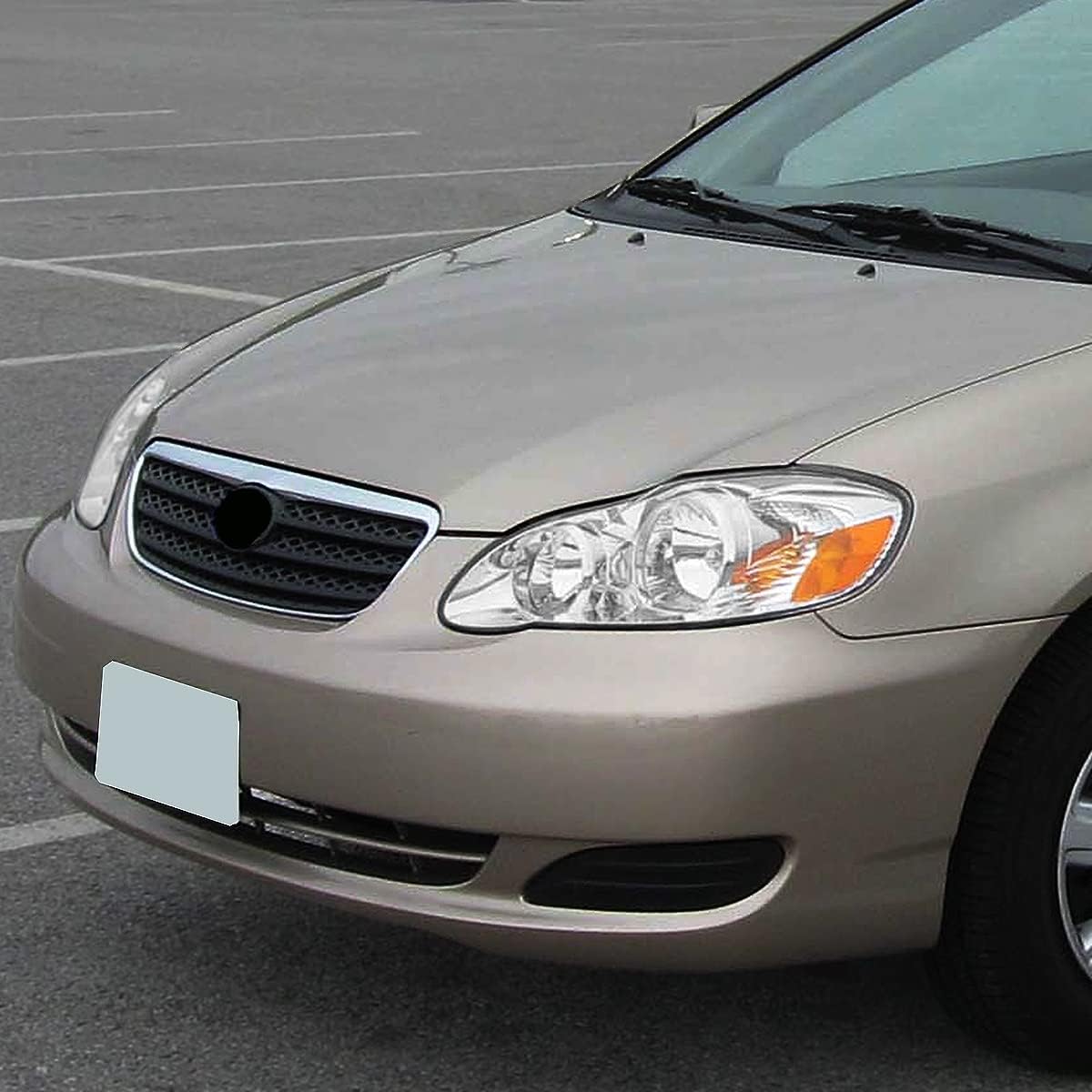 Auto Dynasty TO2503160 Factory Style Halogen Headlight Lamp Compatible with Toyota Corolla 2003 2004 2005 2006 2007 2008, Driver Left Side, Chrome Housing Amber Corner