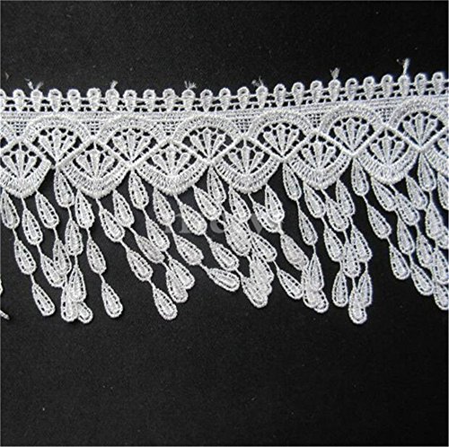 5 Yards Tassel Fringe Lace Edge Trim Ribbon 9 Cm Width Vintage Style White Edging Trimmings Fabric Embroidered Applique Sewing Craft Wedding Bridal Dress Embellishment Diy Decor Clothes Embroidery #TOP26
