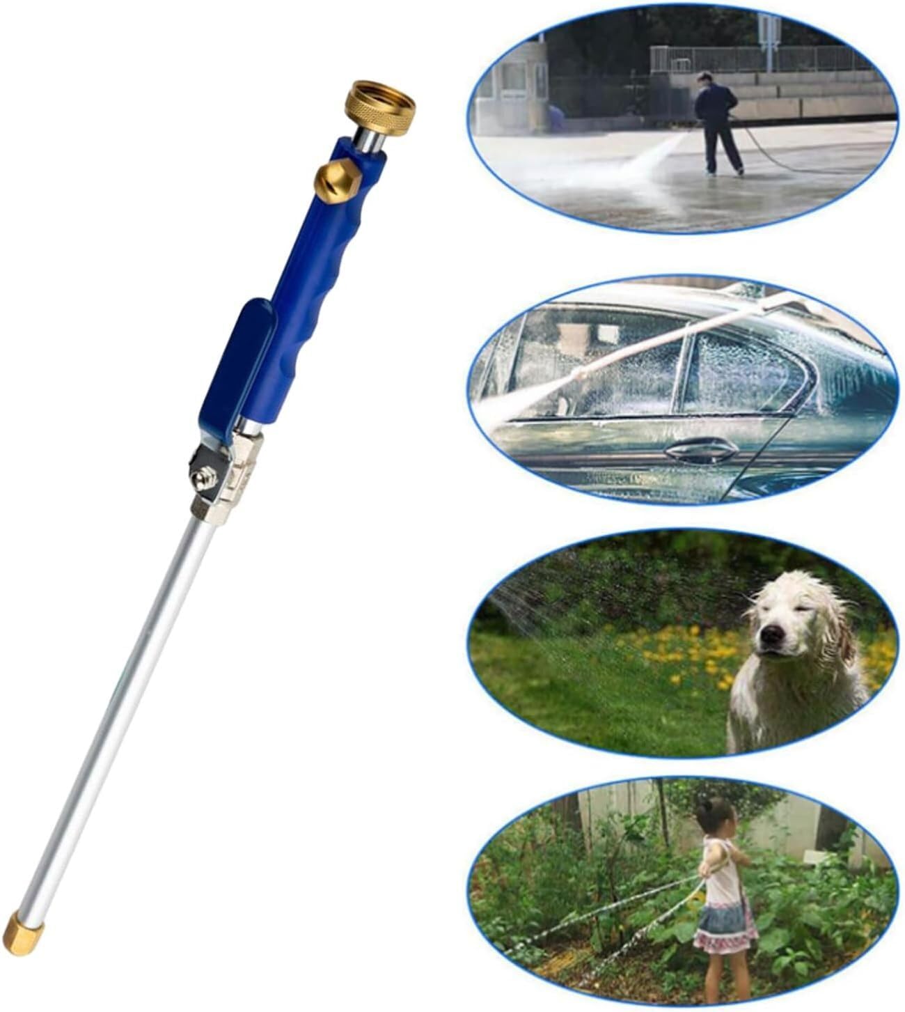 Jetnozzle 2-in1 High Pressure Power Washer for house, Jet Nozzle High Pressure Hose Nozzle, Power Nozzle for Garden Hose (Blue)
