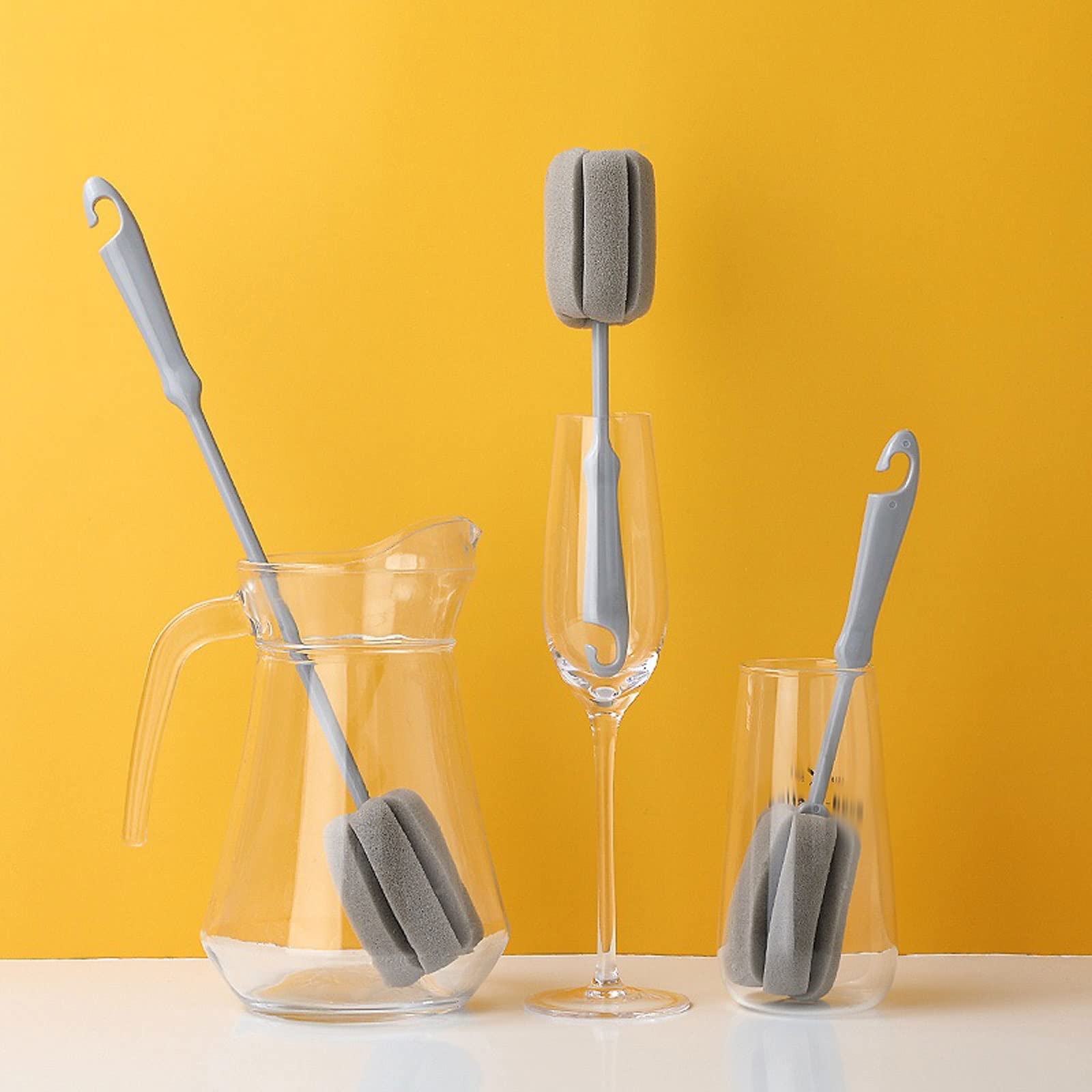 Cepillo de Limpieza de Tazas, Mango Largo, Esponja de Limpieza de Botellas, Limpiador de Tazas de Vino de Leche, Taza de café de Vidrio para el hogar, Cepillo para Tetera