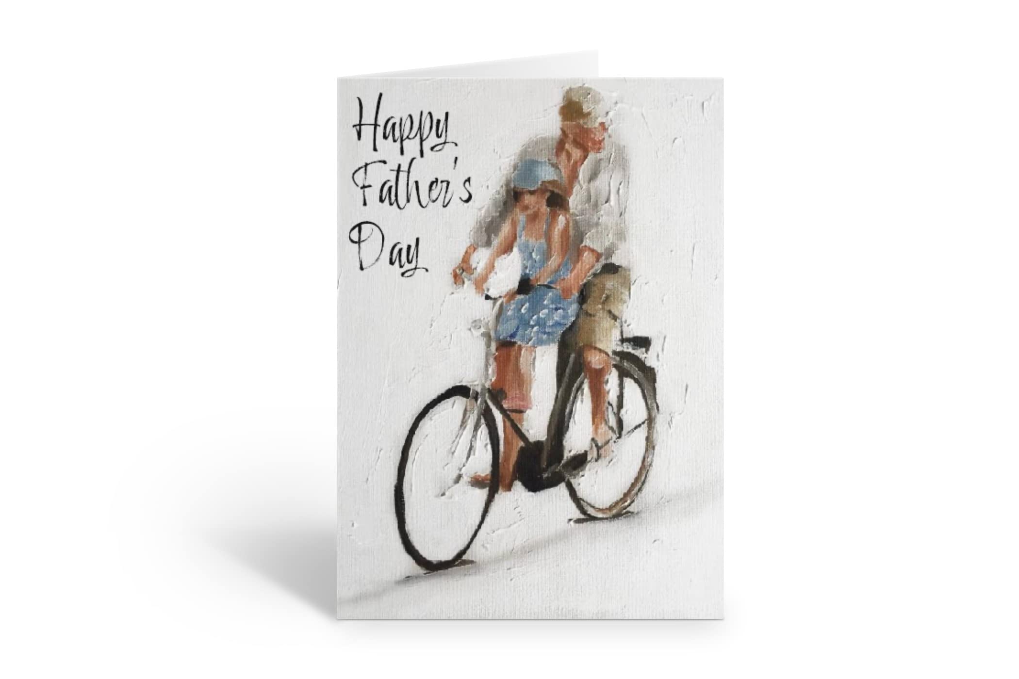 James Coates Father's Day Card from Daughter with painting of Little Girl on Father's Bicycle, Multicolour, A5