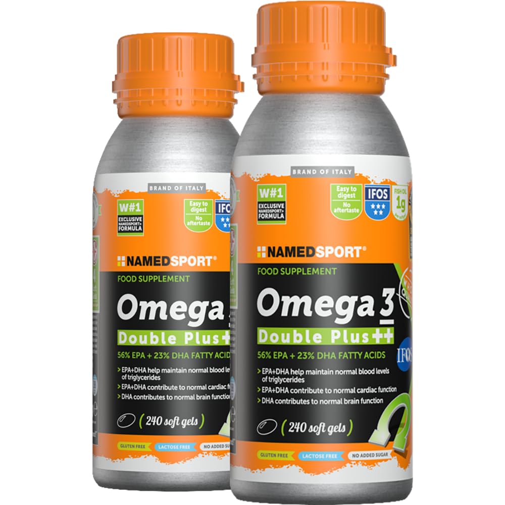 Omega 3 Double Plus – 2 Confezioni da 240 Softgels – Integratore ad Alta Concentrazione di EPA e DHA – Certificato IFOS 5 Stelle, Senza Glutine e Lattosio, Supporto per Cuore, Cervello e Vista