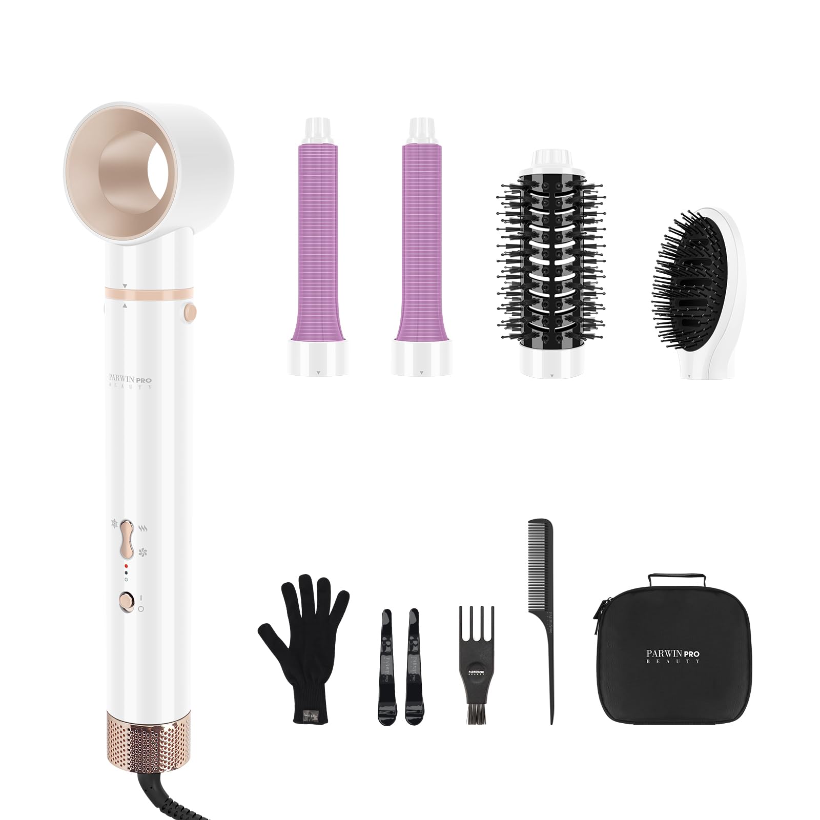 5-en-1 Air Styler & Fer à Boucler PARWIN PRO BEAUTY - Soins Ionisants, Réduction des Frisottis, Pour Coiffer, Gainer, Boucler et Lisser
