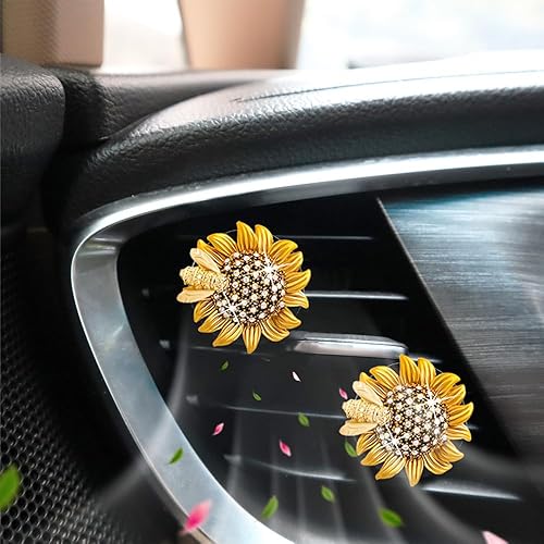 Miniatura 6 de Accesorios de girasol para automóvil, clips de ventilación para ambientador de automóvil, decoración estética de ventilación de aire brillante para
