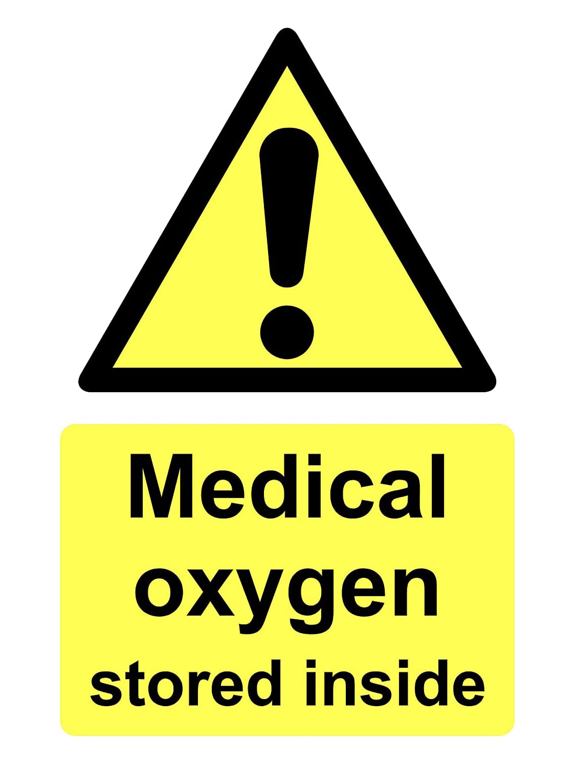 Medical Oxygen Stored Inside Warning Sign Self Adhesive Gloss Decal Sticker 160mm x 125mm V7