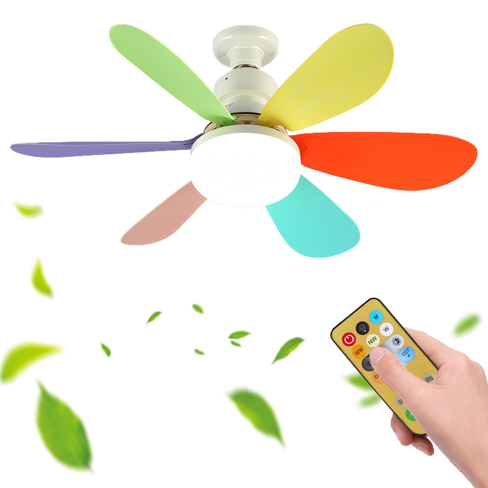 SXDMOUBK Dimmable Children's Ceiling Fan Light with Acrylic B 3 Speed & 3 Color Temperature Eye-Caring Design Quiet Timer Perfect for Kids' Bedrooms