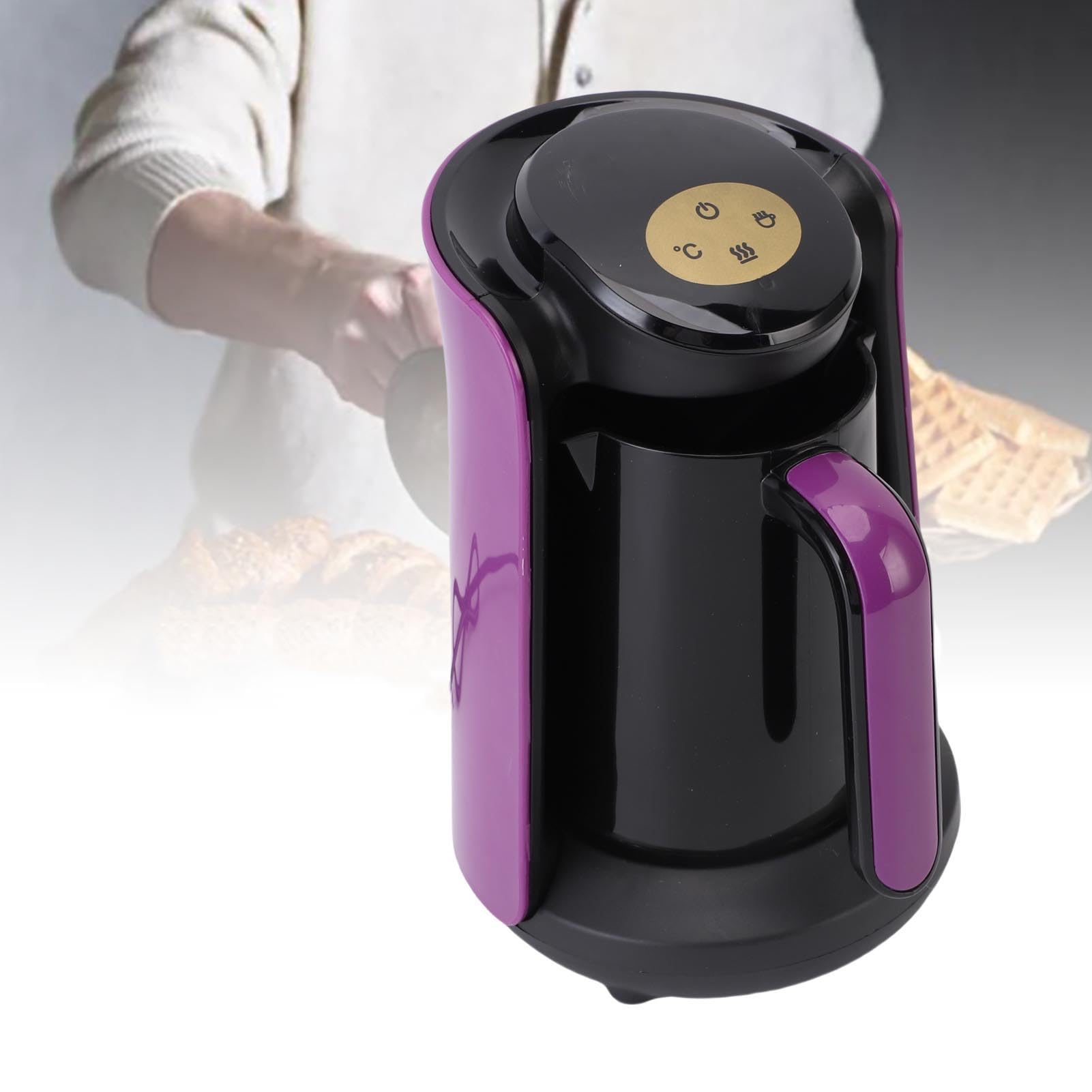 Mumusuki Türkische Kaffeemaschine, 400 W 6 Tassen Elektrische Türkische Kaffeemaschine mit Trockenem Kochen, Überhitzungsschutz und Anti -Überlauf -System für Kaffeee Heiße Getränke (EU-Stecker)