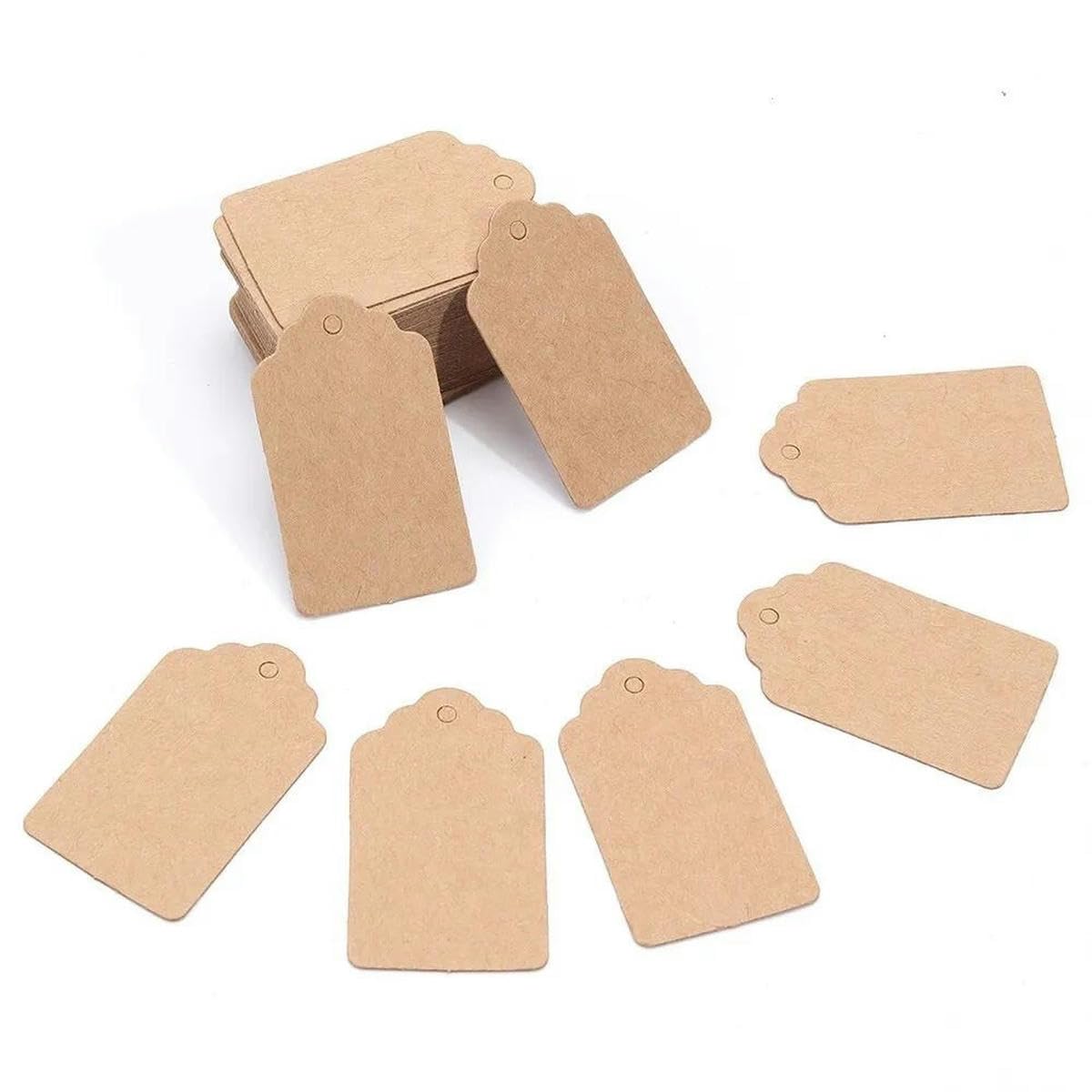 1000 Stück/Los Kraft-Geschenkanhänger, gewellte Kante, Hochzeitsfeier, Papieranhänger, Preisschild, Hängeetikett, individuelle Anhänger, 1000 Stück