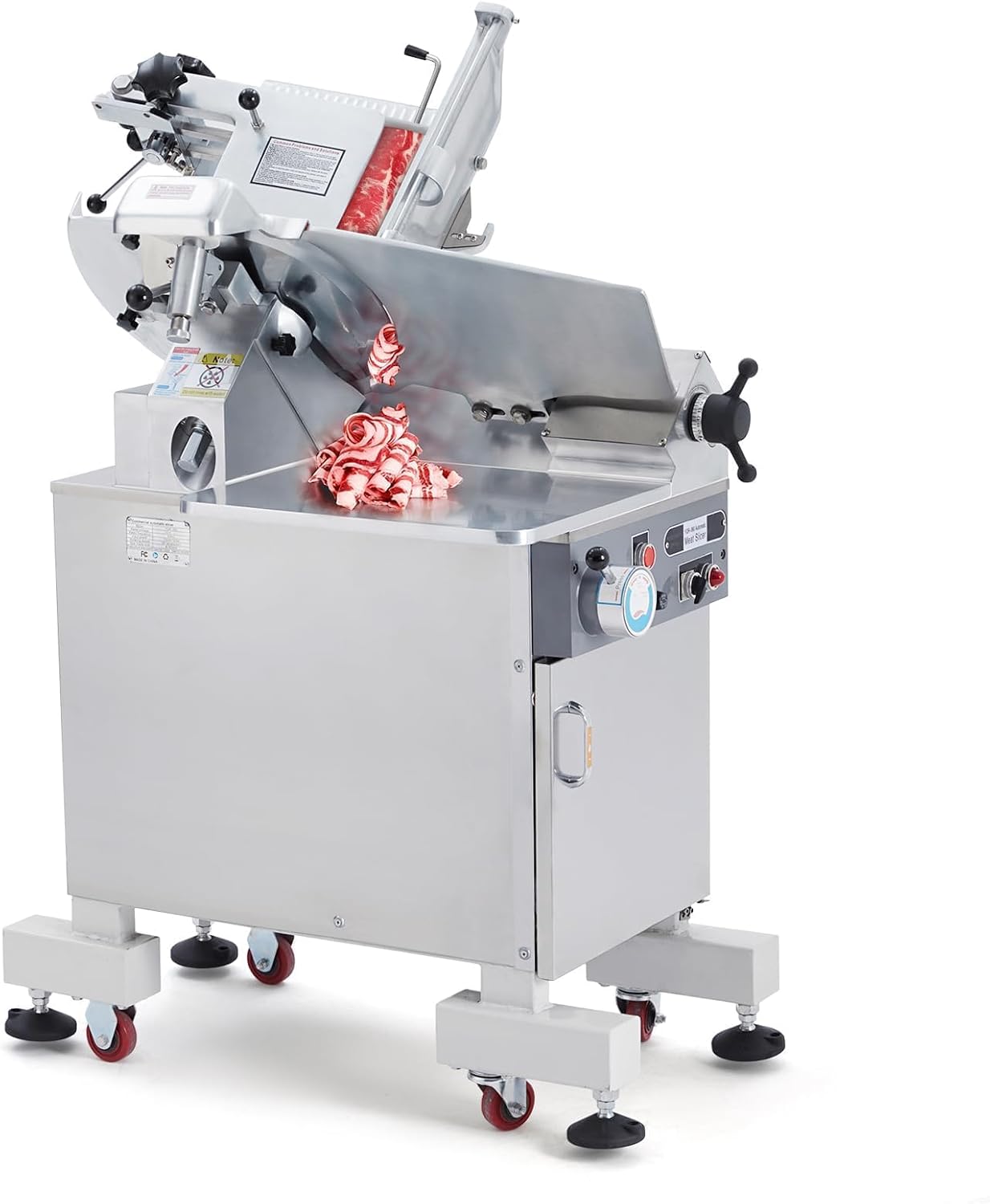Commercial Meat Slicer, Electric Meat Slicer 14 inch, 1500W Superior Food Slicer with Adjustable Thickness 0-15mm, Stainless Steel Blade for Home and Commercial Use