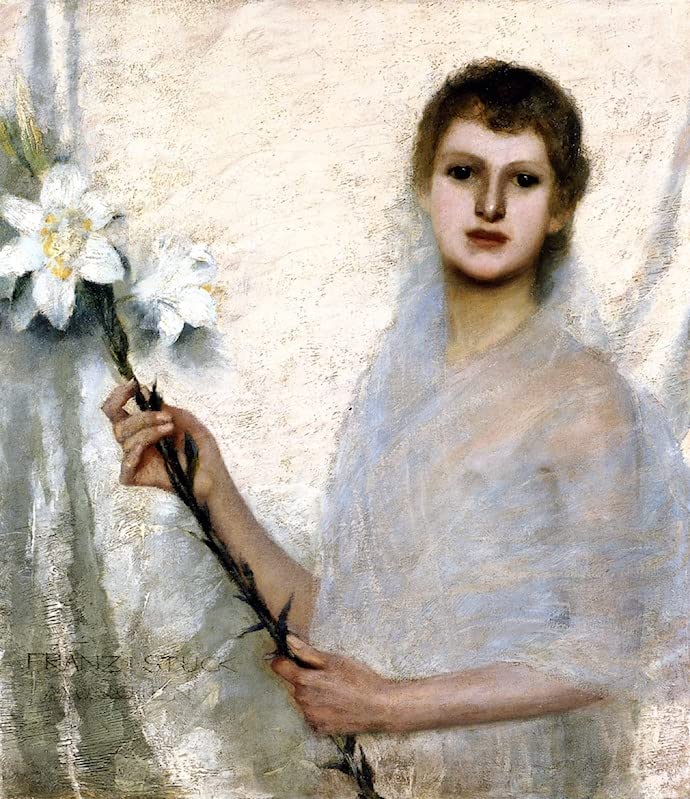 Impression d'art Innocence de von Stuck - Tableau mural rétro haut de gamme 60x90cm