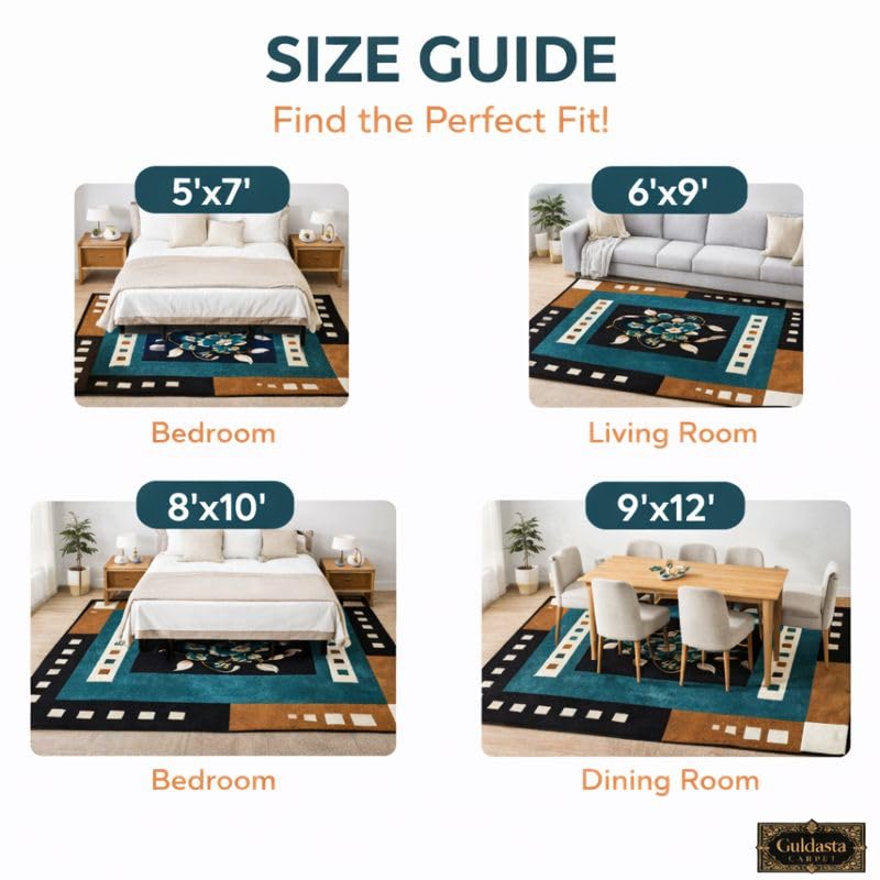 Image of GULDASTA Blue Velvet Carpet for Living Room 5x7 Feet | Soft Anti Slip Area Rug for Bedroom Hall Home Decor