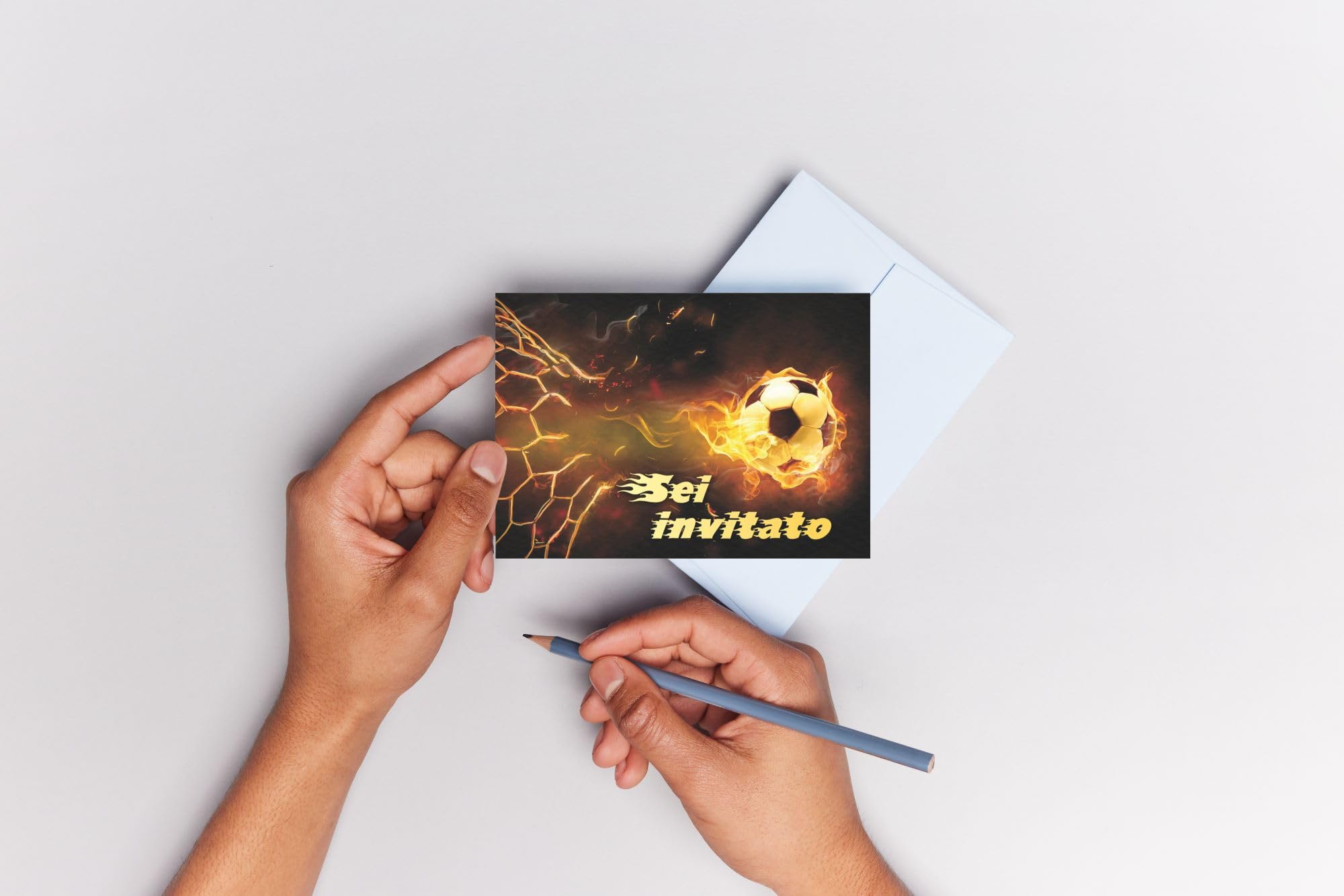 Biglietti D'invito Di Compleanno A Tema Calcio, Modello Dortmund, Colore Giallo, Formato DIN Lungo (210x98 Mm), Stampa Su Cartoncino Di Lusso 300g - 2