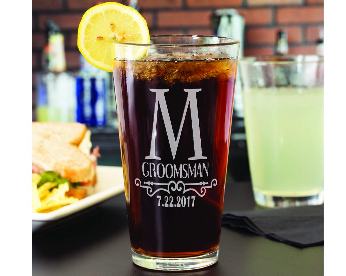 Letter Monogrammed Initial Single Pub Glass Personalized Groomsmen Proposal from Groom Custom Bachelor Bridal Shower Glasses Custom Wedding Favors for Bridesmaids Maid of Honor Proposal Mug