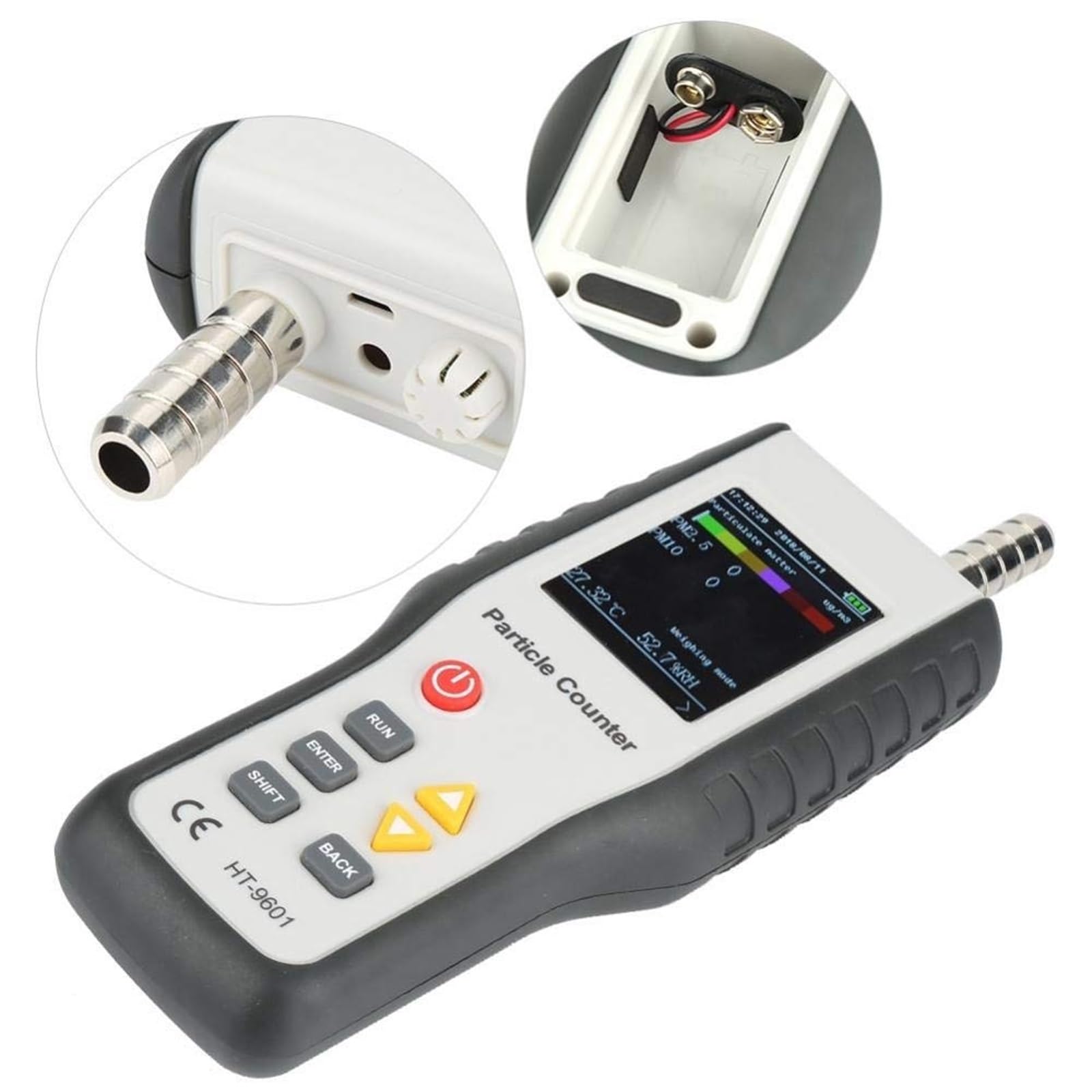Contador de partículas de Polvo PM2.5 PM10 Detector de contaminación del Aire con Pantalla LCD de 2,8 Pulgadas HT-9600 para monitorear la Calidad del Aire