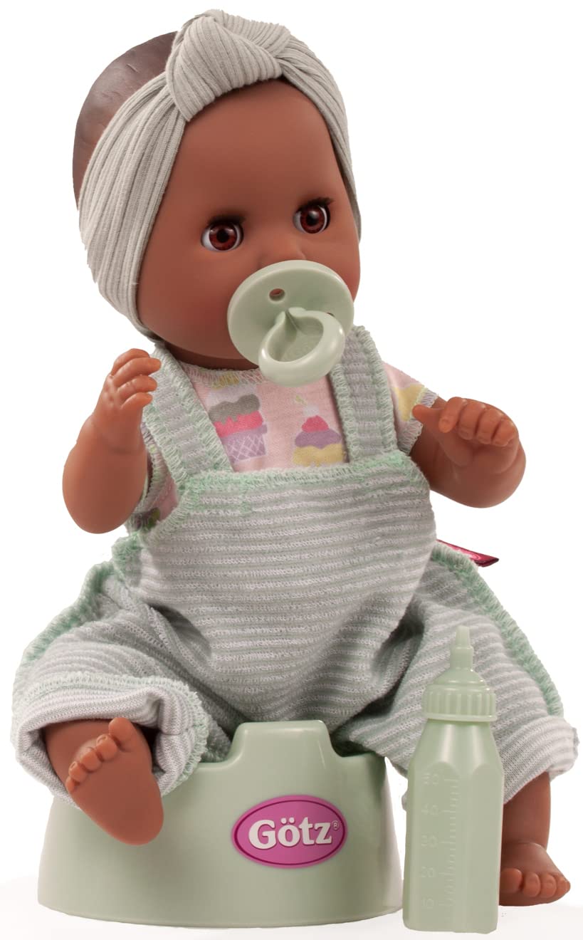 Götz 2353851 Sleepy Aquini Girl Popsicle Puppe 33 cm Badepuppe 7-TLG | für Kinder ab 18 Monaten, Babypuppe, ohne Haare, Hartkörper, braune Schlafaugen, Trink-/Töpfchenfunktion, Flasche, Schnuller