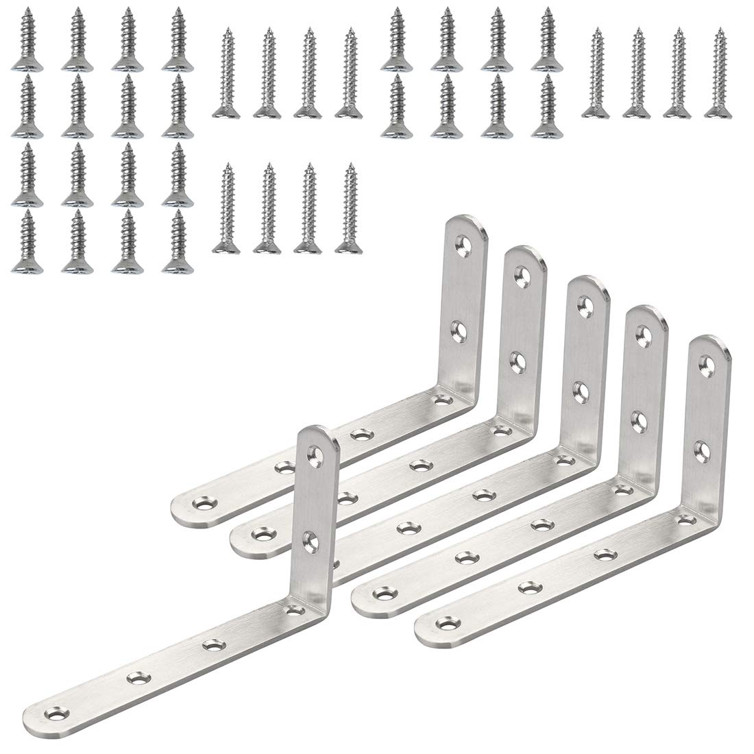 Corner Brace,MAIKEHOME Angle Bracket Stainless Steel 125x75mm Corner Brace Fastener L Shaped Right Angle Brackets Corner Protector Shelf Support with Screws for Furniture (6)