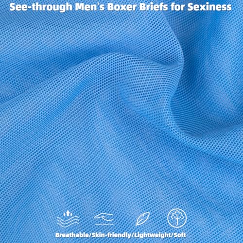 Mens See Throug Underwear Ultra Sheer Boxer Briefs with Bulge Pouch4