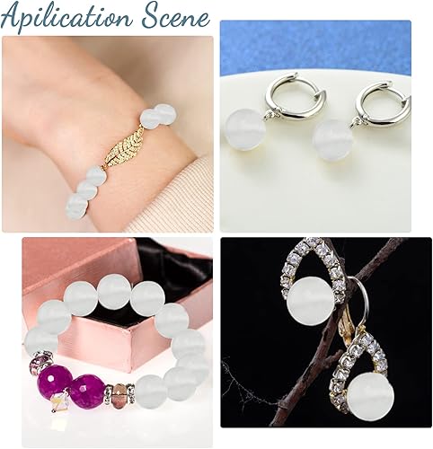 Miniatura 6 de CHGCRAFT 207 cuentas de selenita natural de 3 tamaños, cuentas de selenita blanca nacarada, cuentas redondas naturales de piedra de selenita para