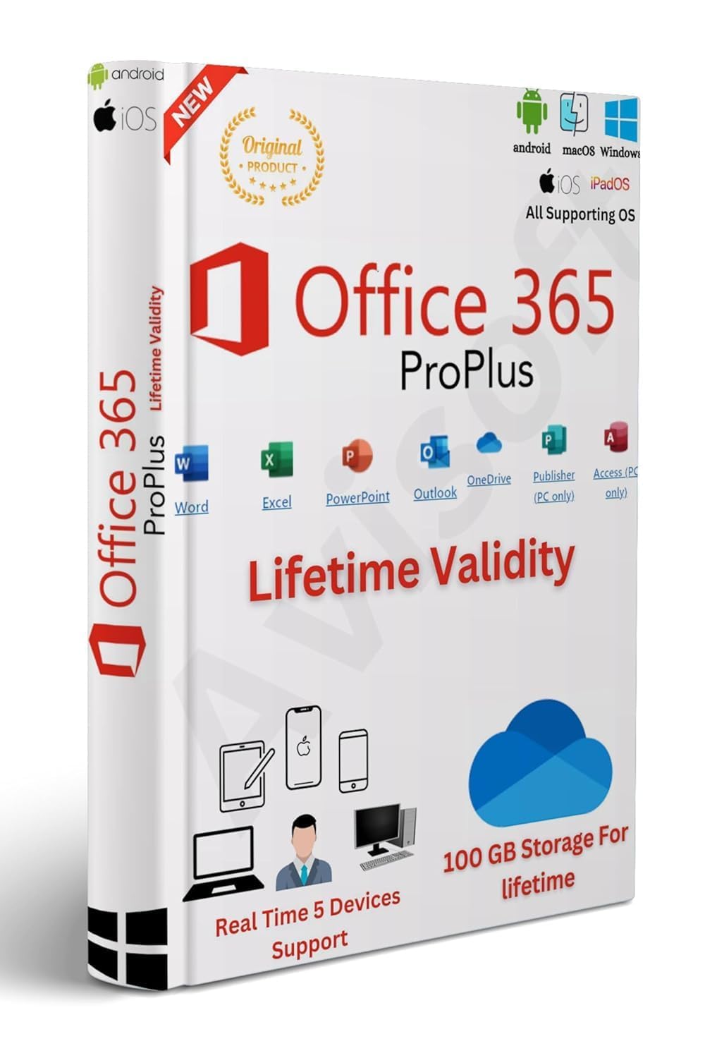 MS OfficeSuite 365 Pro Plus Latest Edition 2024 | 5 Devices-Work together in real time | For Windows, MacOS, Android & iOS | 100GB Storage 1-Drive | Lifetime Validity