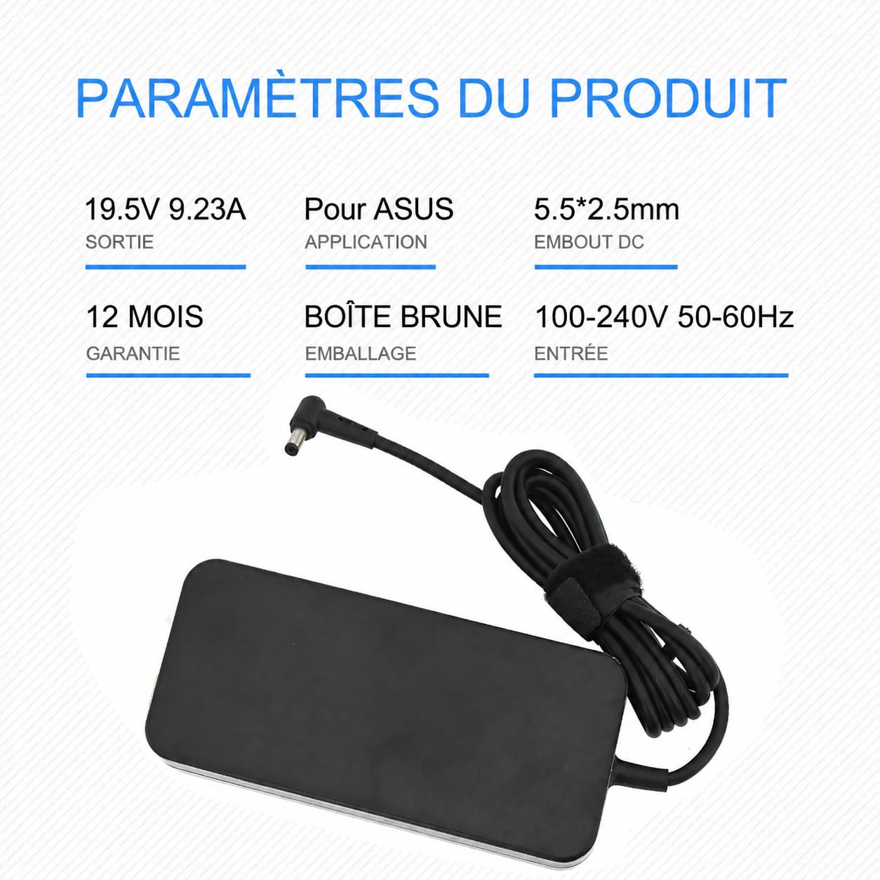 Chargeur pour Ordinateur Portable 180W 19,5V 9,23A pour ASUS ROG G750JM G751JM G750JS G75 G75VW G75VX GL502VT G750JW G750JX G751JL G752VL ADP-180MB FA180PM111 série G