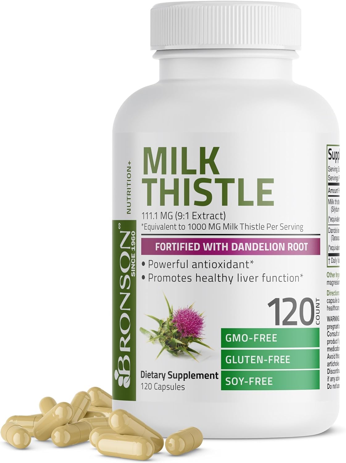 MILK THISTLE SILYMARIN MARIANUM & DANDELION ROOT LIVER HEALTH SUPPORT, ANTIOXIDANT SUPPORT, DETOX, 360 CAPSULES