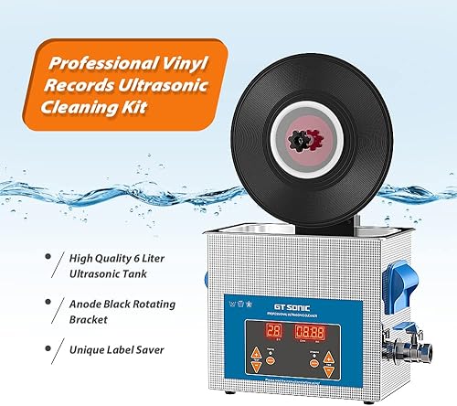 Miniatura 2 de Limpiador ultrasónico de discos de vinilo LP con soporte de registros 1-5 registros por lote de aumento descendente de secado automático