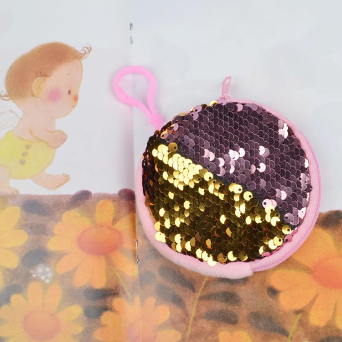 6pcs Coin Purse Shiny Sequin Pocket Wallet for School