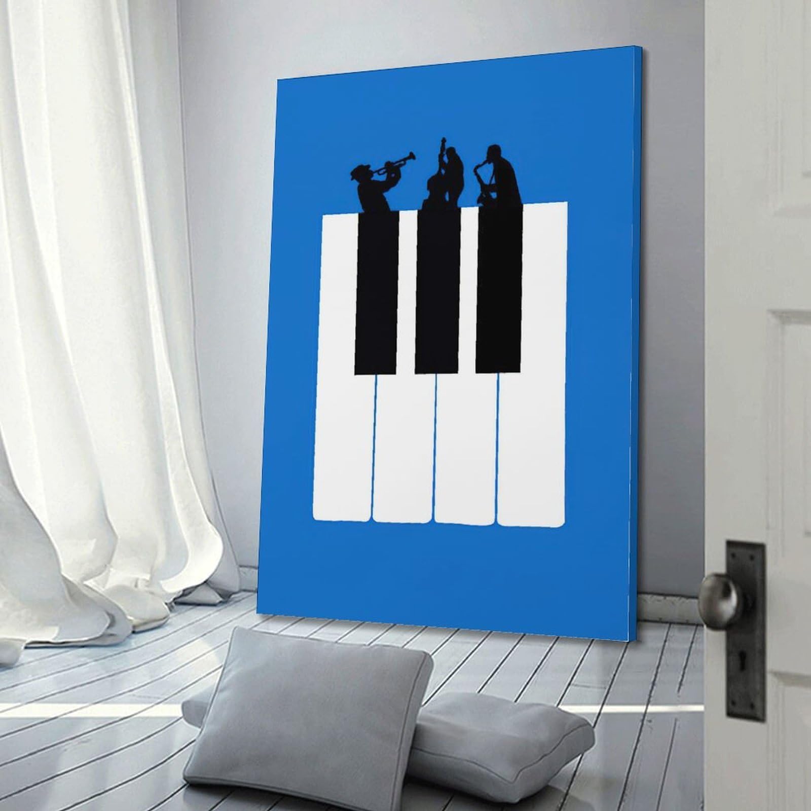 XMUXCY Poster artistico da parete su tela con musica, pianoforte, band jazz, decorazione moderna per soggiorno, camera da letto, ufficio, 60 x 90 cm