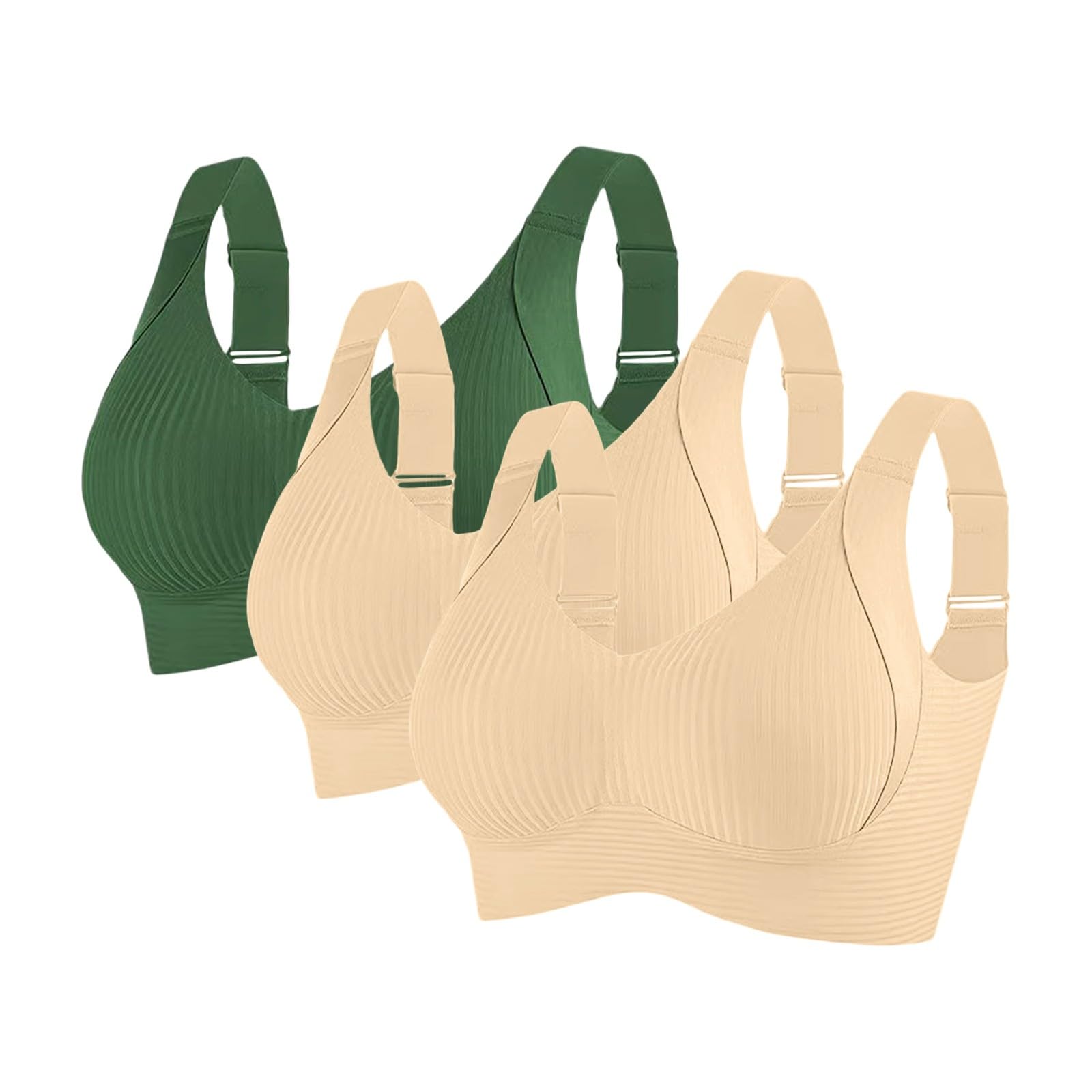 Reggiseni Comfort da Donna UK Sport Push Up Senza Cuciture Confezione da 3 Wireless a Costine Grandi Seni Cadenti Top da Donna Anziani Sport Support Lift Reggiseno Morbido Regolabile Comfort ad Alto
