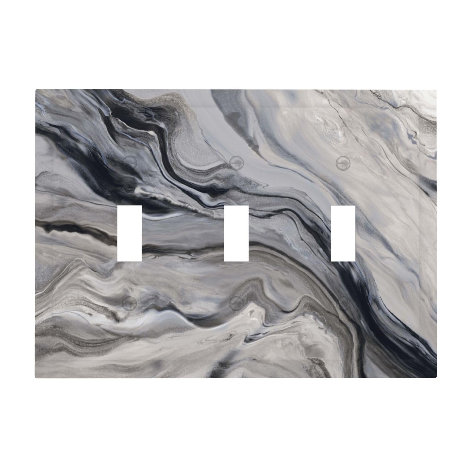 Photo 1 of Grey And White Marble Abstract Art Print Decorative Switch Plates 3 Gang Wall Plate Triple Toggle Light Switch Cover Faceplate Electrical Wall Panels for Bathroom Kitchen Decor