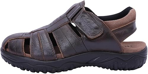 Miniatura 5 de Harssidanzar Sandalias de pescador de cuero para hombre Sandalias de dedo cerrado para hombres KM226US
