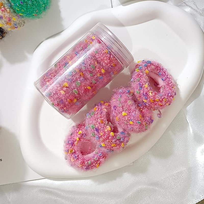 5pcs canned fluffy hair rope elastic hairband simple and elegant tie for girls thickened hairband non-damage soft hairspray suitable for thick hair(FS)