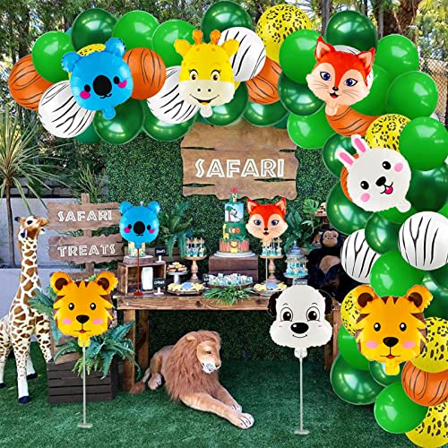 14Pcs Jungle Safari Animals Foil Balloons Zoo Animal Balloons Set Include Panda Koala Giraffe Rabbit Fox Puppy Tiger Cute Animal Head Balloons For Boys Girls Birthday Party Decorations Supplies #TOP5