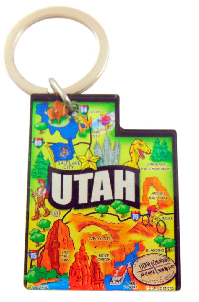 Westmon WorksUtah Key Chain Acrylic Souvenir Keychain Retro Style State Map 2 Inch