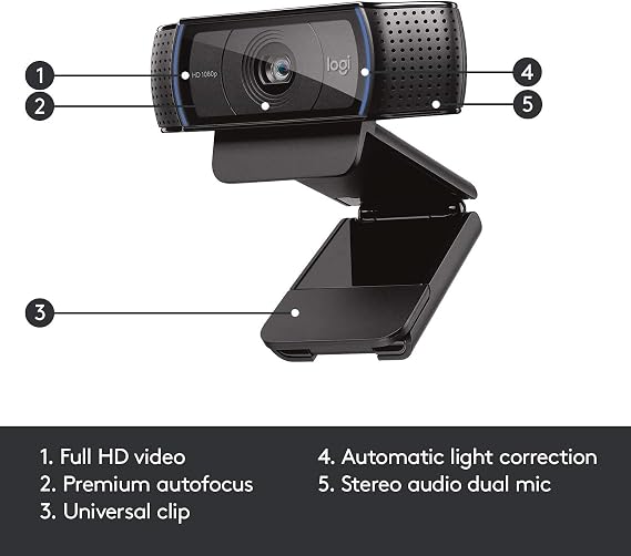 Logitech C920 HD Pro Webcam (USB, autofocus, microphone) black