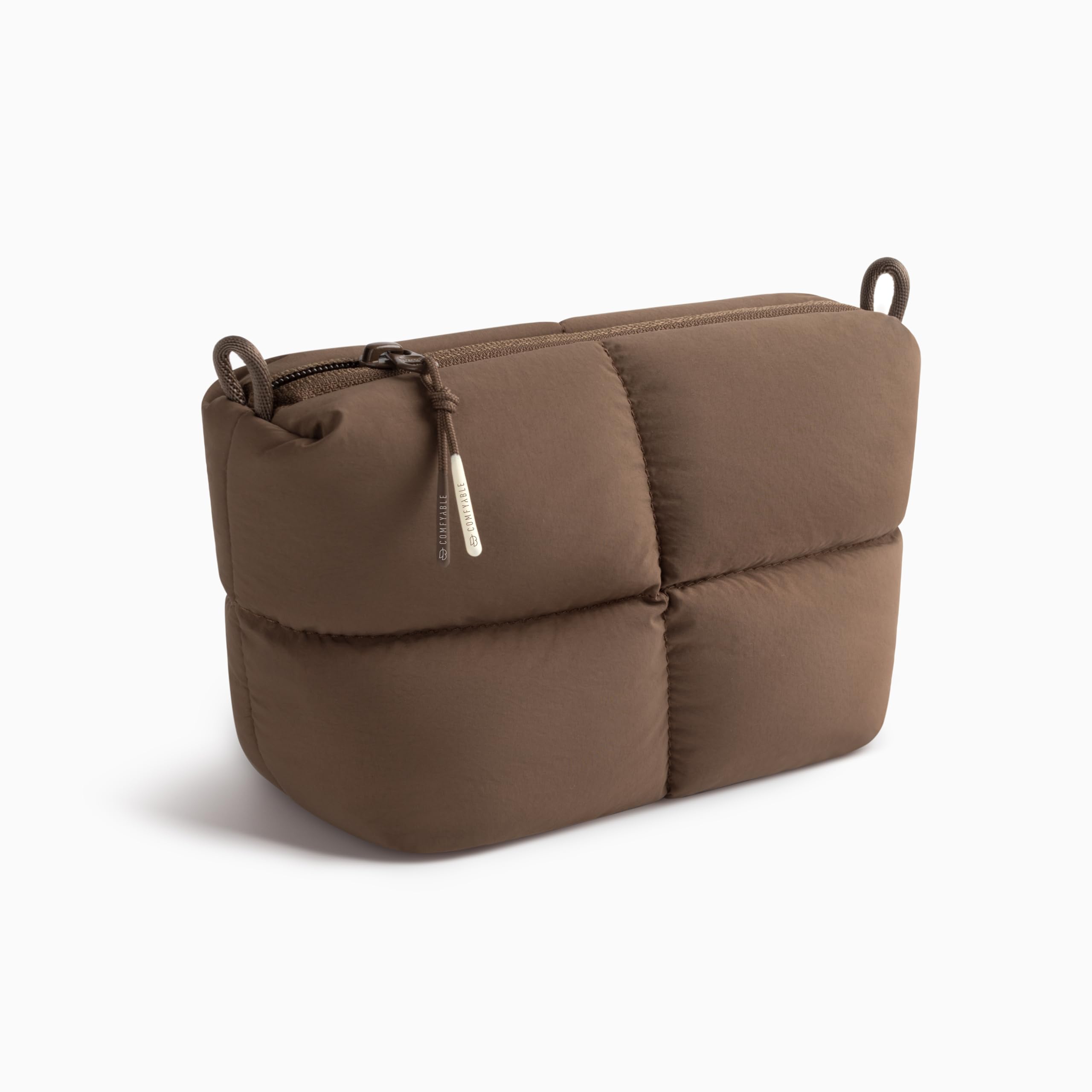Comfyable Puffy Electronics Organizer da viaggio per donne, uomini, custodia per cavi per caricabatterie, telefono, power bank, cavo, custodia compatta per accessori tecnologici, marrone moka