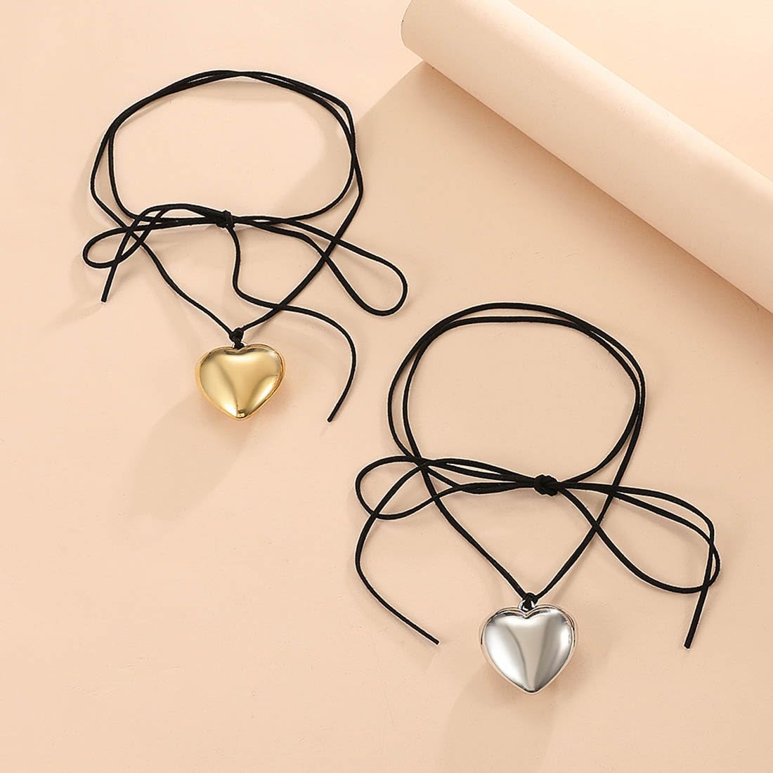 Irikdescia® Collana girocollo a cuore Gioielli Y2K con elegante fiocco