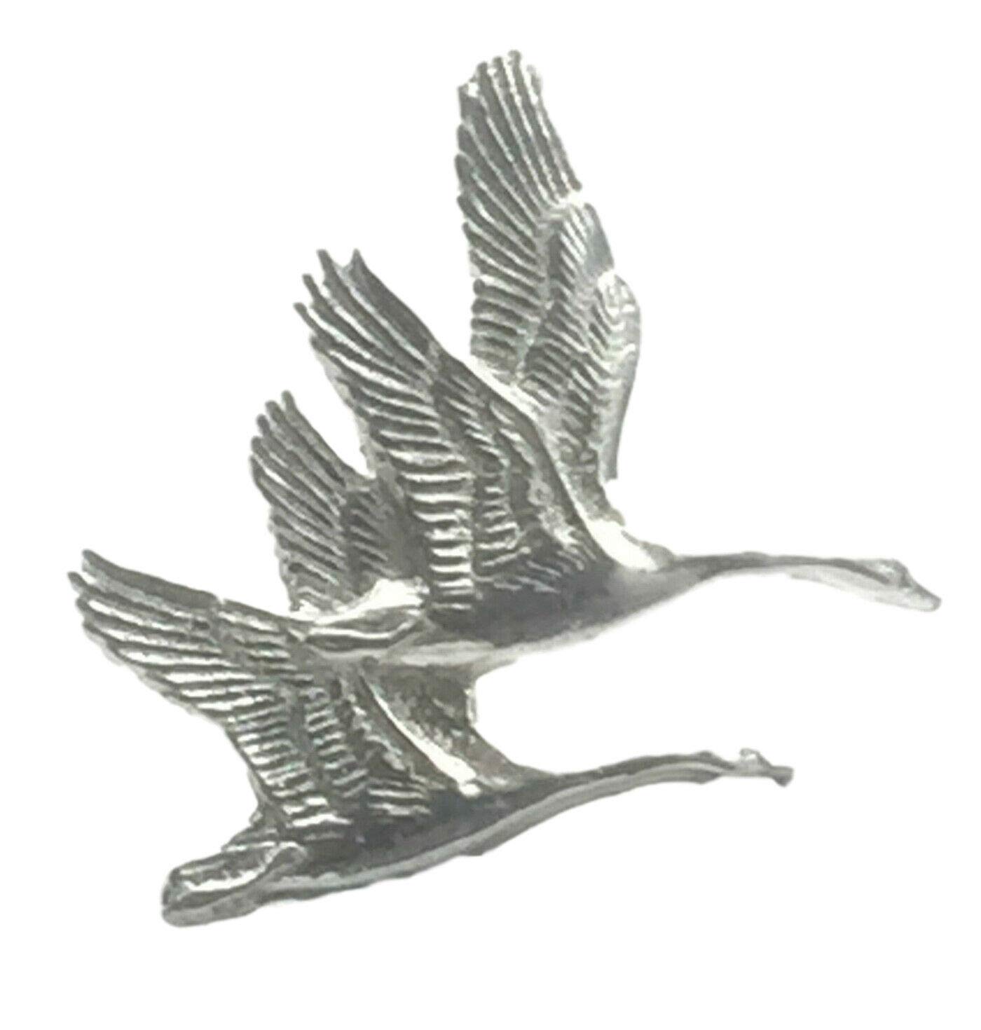 Swans in Flight Handcrafted from English Pewter Lapel Pin Badge + 59mm Badge + Gift Bag