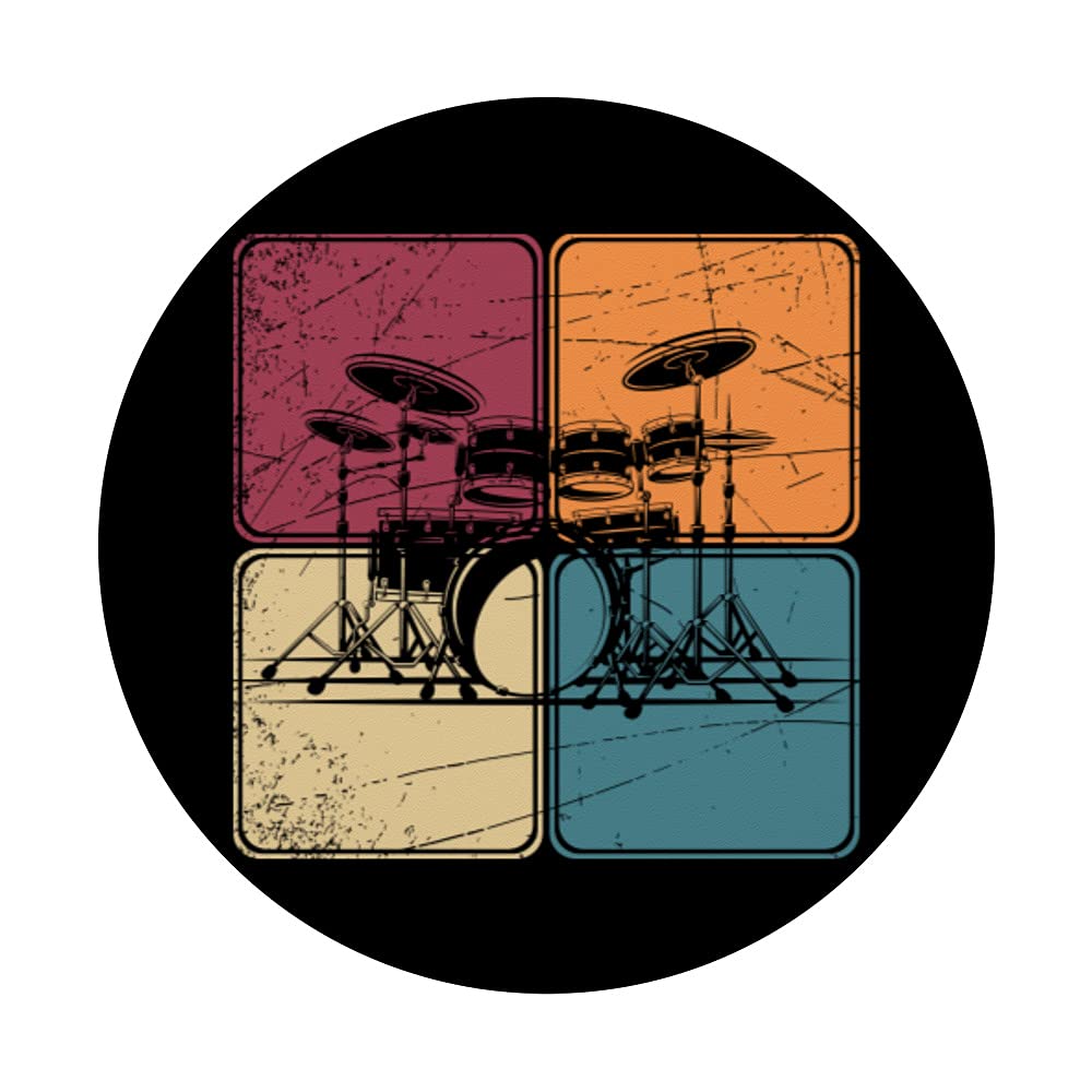 Percussion Musical Instrument Drummer Pop Art Drum Set Drums PopSockets Swappable PopGrip, Black - Image 3