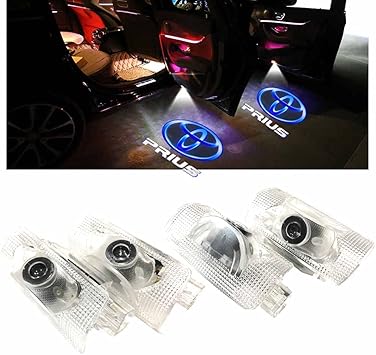 Amazon Minile プリウス車用ドアランプ ロゴ カーテシランプ 4個セット ドアウェルカムライト カーテシライト Ledロゴ投影 30系 40系 50系トヨタシリーズ カーテシ 交換タイプパーツ For Prius A 4 カーテシーランプ 車 バイク
