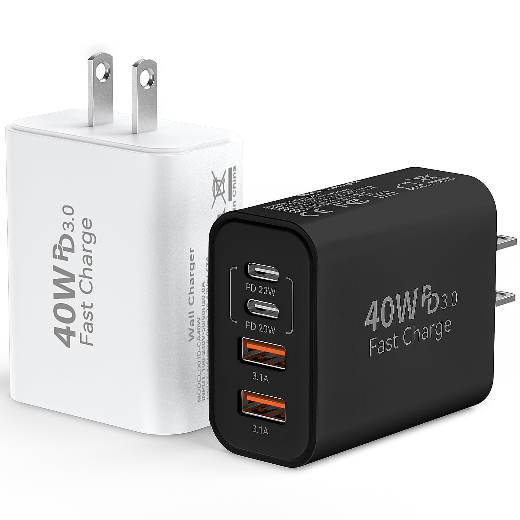 Amazon.com: USB C Wall Fast Charger Block, 40W 4-Port Type C Charger ...