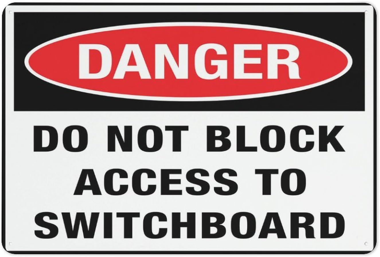 Do Not Block Access to Switchboard Rust Free Aluminum Sign - UV Protected, Waterproof Decor with 4 Pre-Drilled Holes for Factory, Office - 12x16 Inches​
